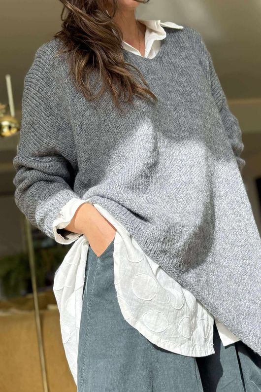 Made in Italy Big Softie Super Slant Knit Top Steel Marl /2 